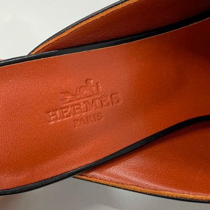 Hermes Alma Leather Constance Fringe Sandals Black — view 8