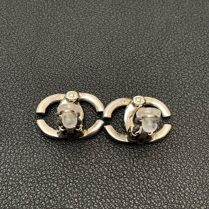 Chanel CC Logo Earrings Silver Twisted Icon Coco