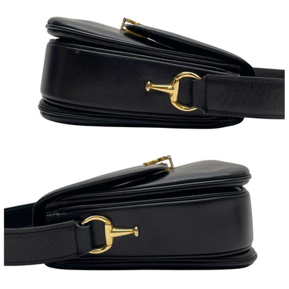 Celine Leather Triomphe Shoulder Bag Gold Black — view 4