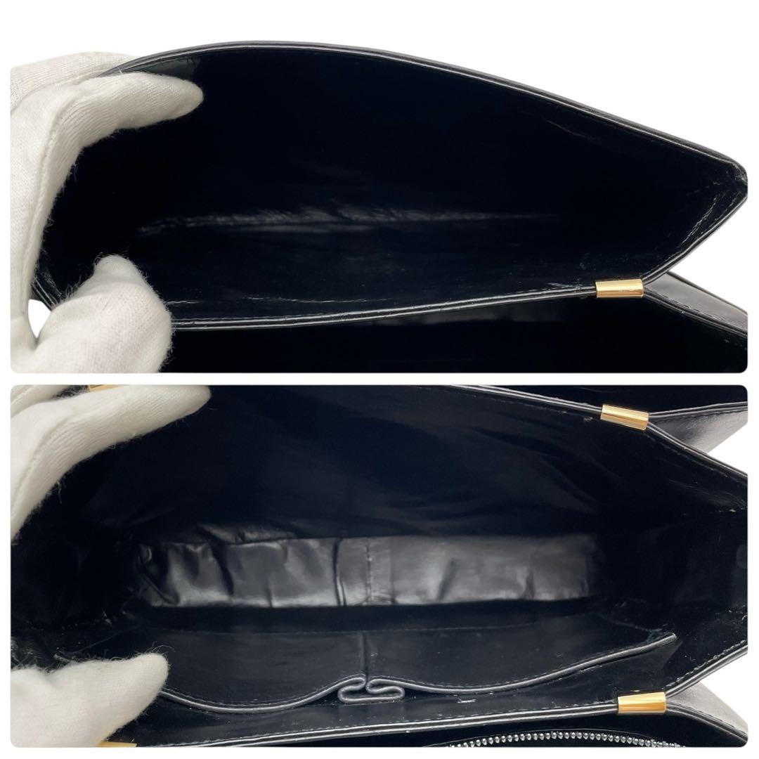 Celine Leather Triomphe Shoulder Bag Gold Black — view 8