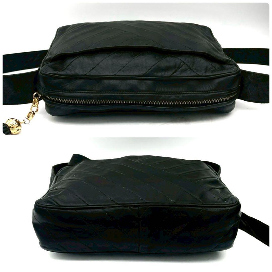 Chanel Stitch Fringe Chain Shoulder Bag Black Lambskin — view 6