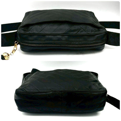 Chanel Stitch Fringe Chain Shoulder Bag Black Lambskin — view 6