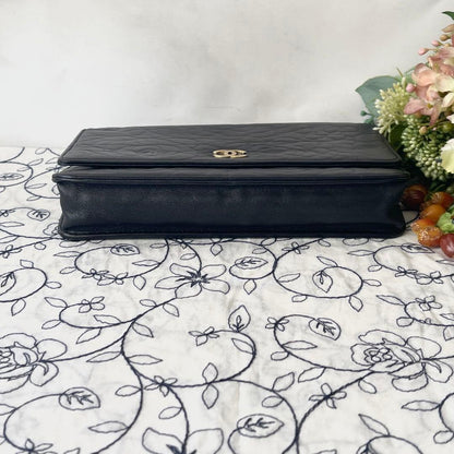 Chanel Chain Wallet Camellia Black