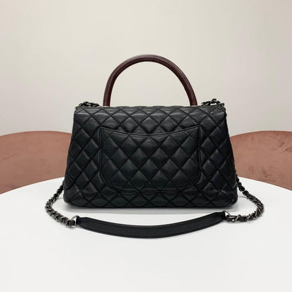 Chanel Quilted Coco Handle 29 Caviar Leather CC Logo — view 3
