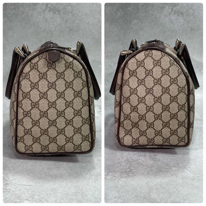 Gucci GG Sherry Line Boston Bag Brown Logo Leather — view 7