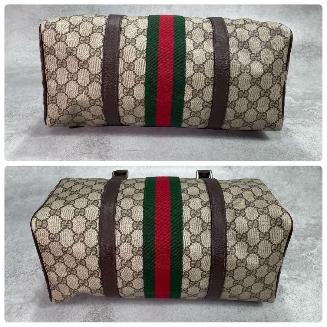 Gucci GG Sherry Line Boston Bag Brown Logo Leather — view 8