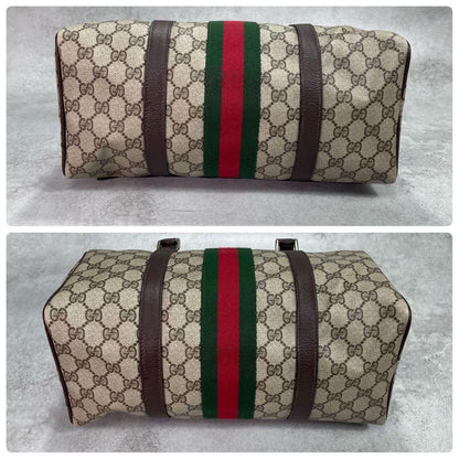 Gucci GG Sherry Line Boston Bag Brown Logo Leather — view 8