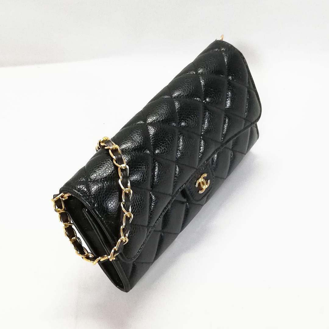 Chanel Quilted Wallet Caviar Leather Black — view 2