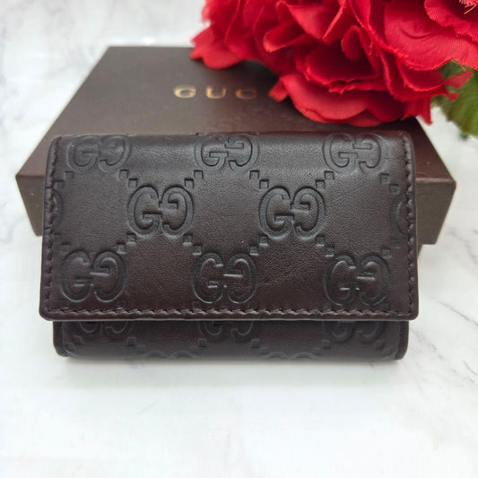 Gucci Guccissima Key Case 6 GG Brown Key Holder