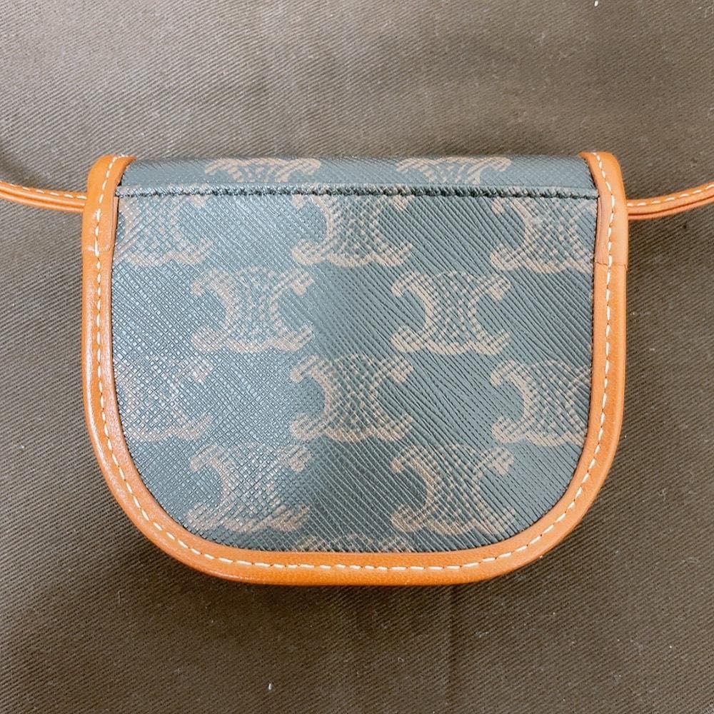 Celine Triomphe Canvas Tan Leather Shoulder Bag Mini — view 2
