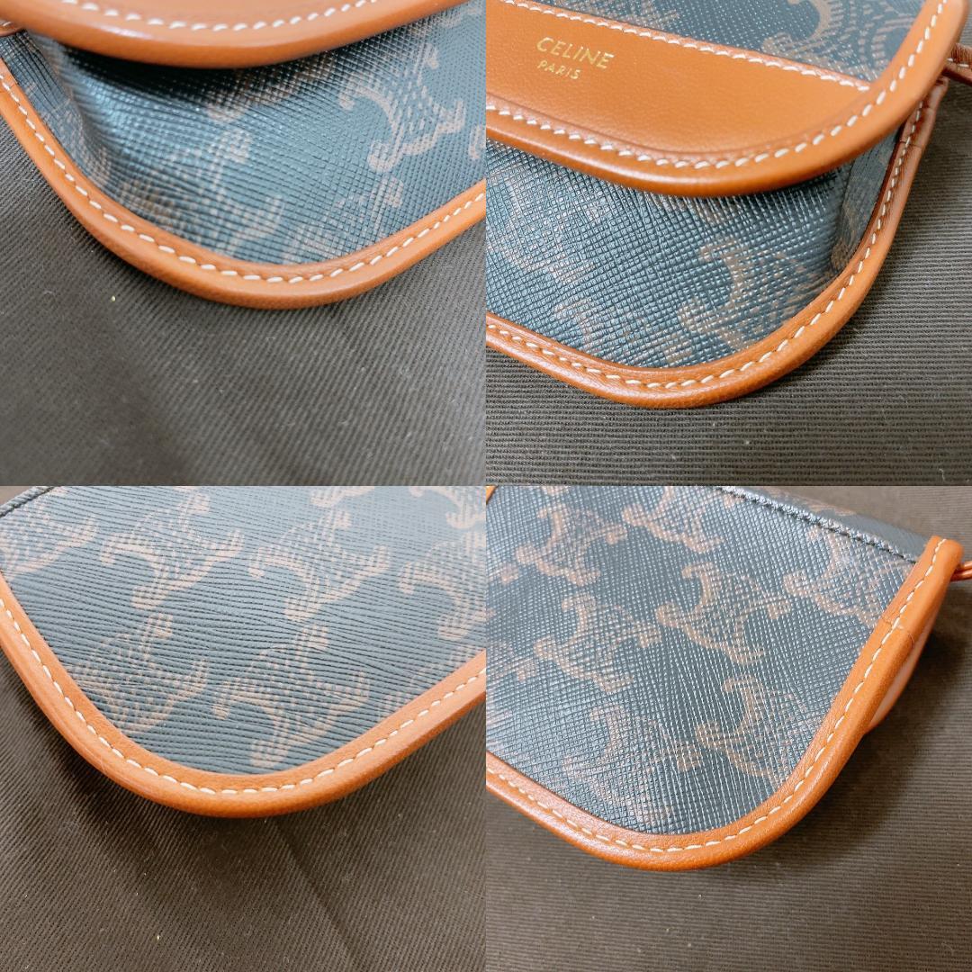 Celine Triomphe Canvas Tan Leather Shoulder Bag Mini — view 3