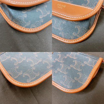 Celine Triomphe Canvas Tan Leather Shoulder Bag Mini — view 3