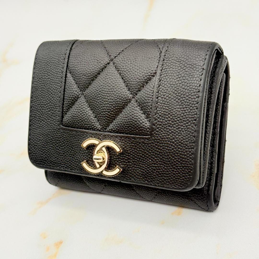 Chanel Mademoiselle Caviar Leather Trifold Wallet — view 4