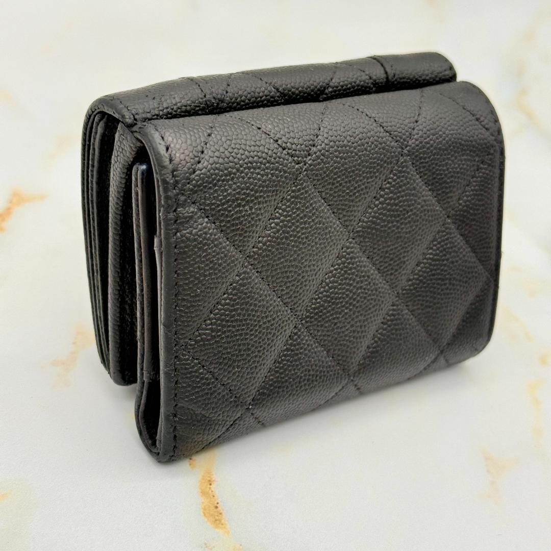 Chanel Mademoiselle Caviar Leather Trifold Wallet — view 6