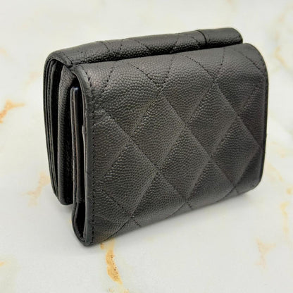 Chanel Mademoiselle Caviar Leather Trifold Wallet — view 6