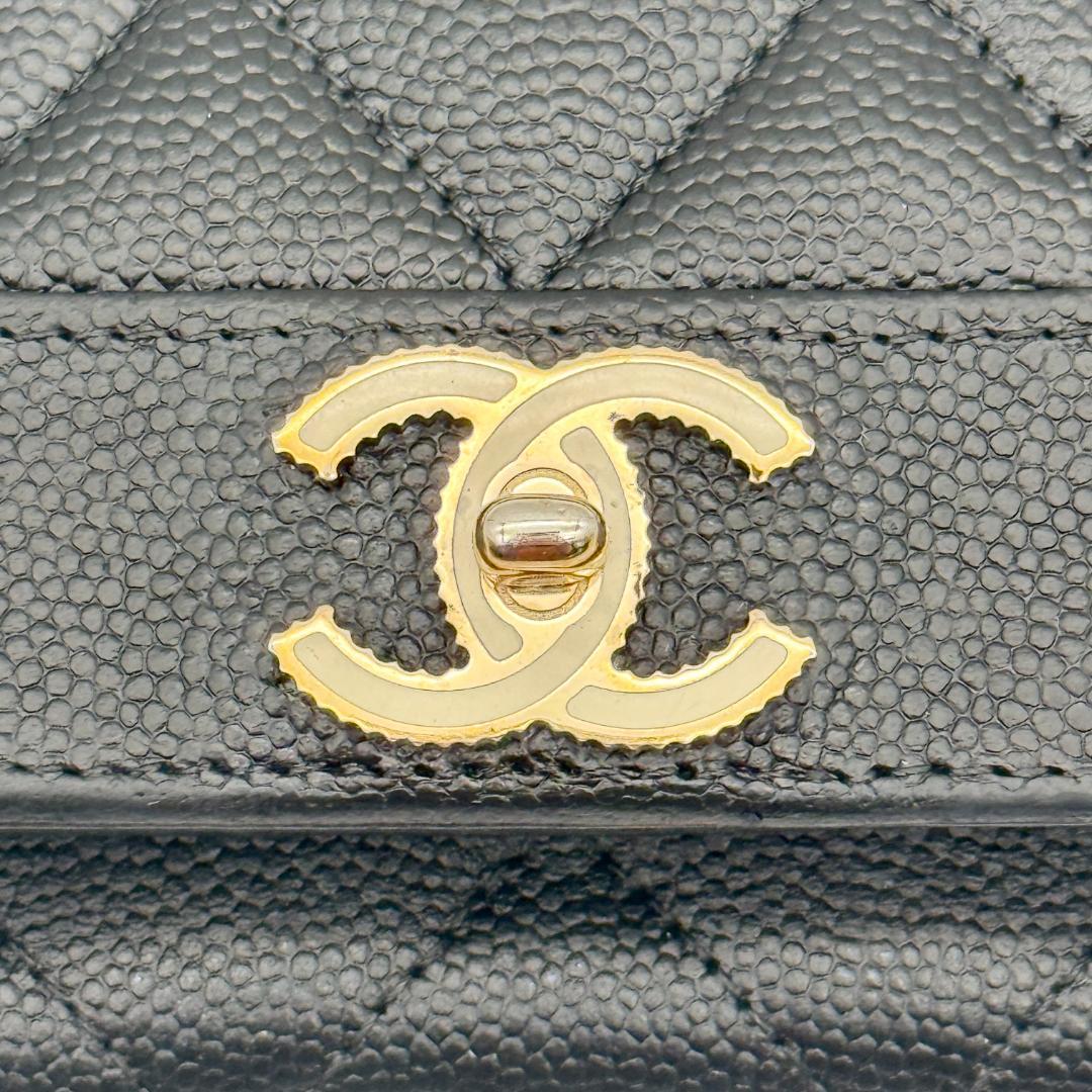 Chanel Mademoiselle Caviar Leather Trifold Wallet — view 8