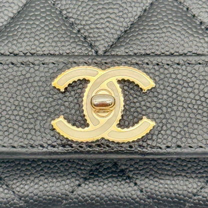 Chanel Mademoiselle Caviar Leather Trifold Wallet — view 8