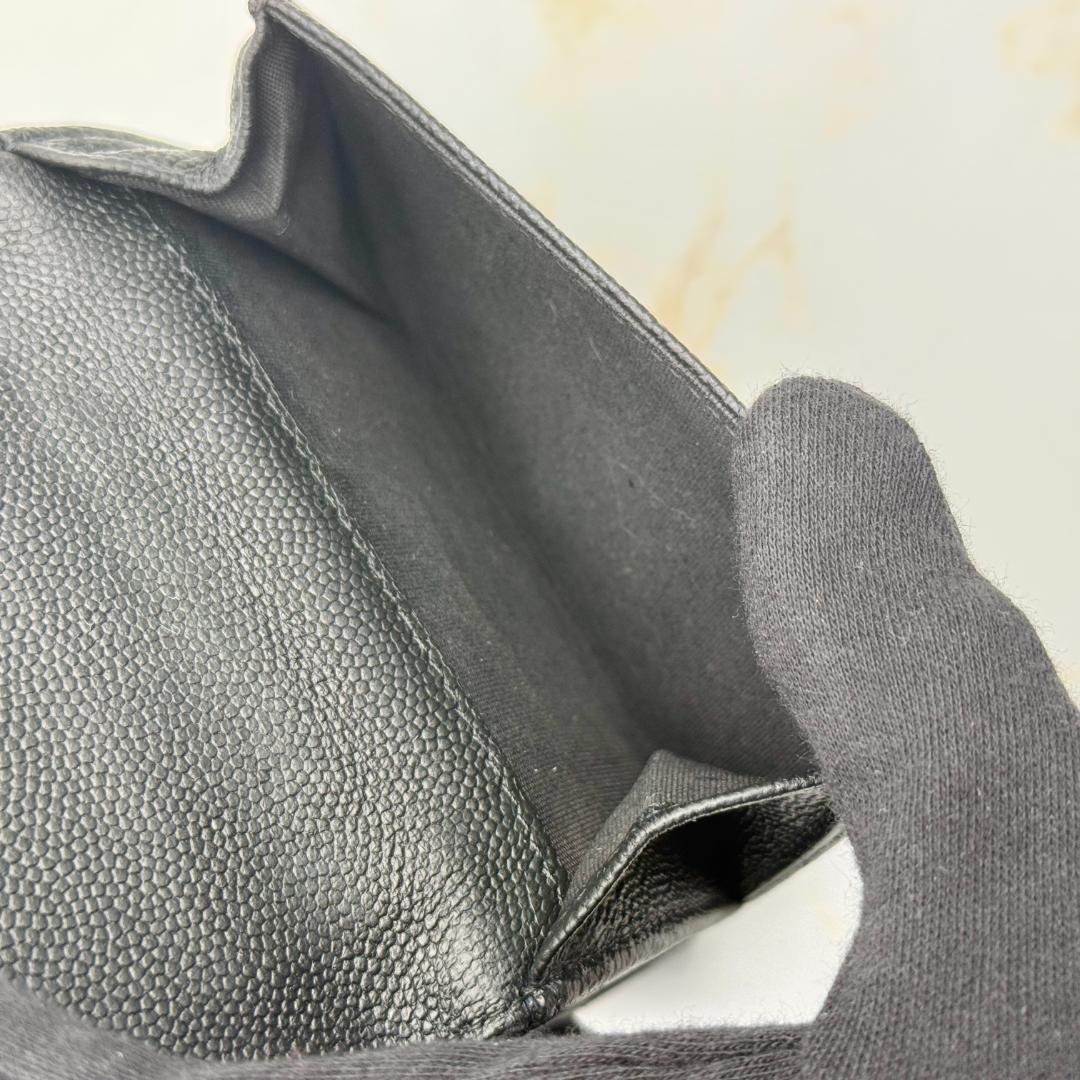 Chanel Mademoiselle Caviar Leather Trifold Wallet — view 9