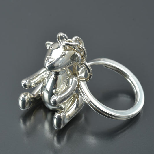 Gucci Polished Teddy Bear Key Holder Silver