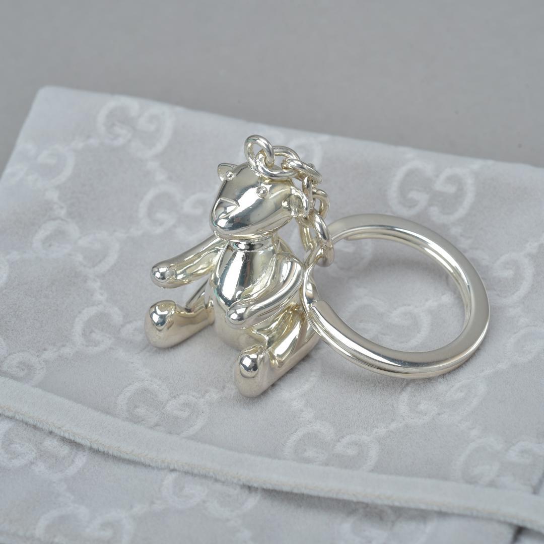 Gucci Polished Teddy Bear Key Holder Silver — view 2
