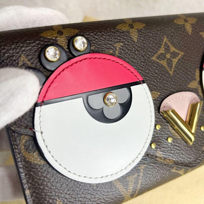 Louis Vuitton Portefeuille Sarah Lovely Bird Fuchsia Long Wallet