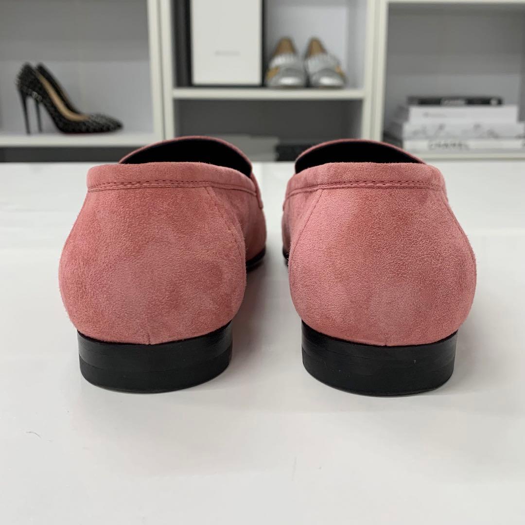 Hermes Paris Suede Hhardware Loafers Pink