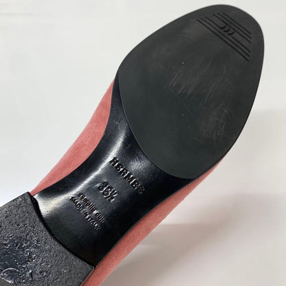 Hermes Paris Suede Hhardware Loafers Pink