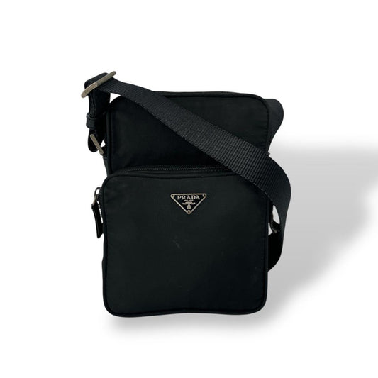 Prada Shoulder Bag Pochette Amazon Shape Triangle Logo Black Y2k 00s