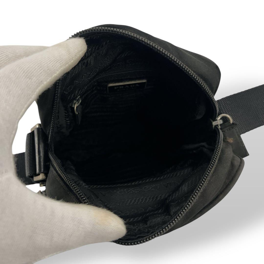 Prada Shoulder Bag Pochette Amazon Shape Triangle Logo Black Y2k 00s