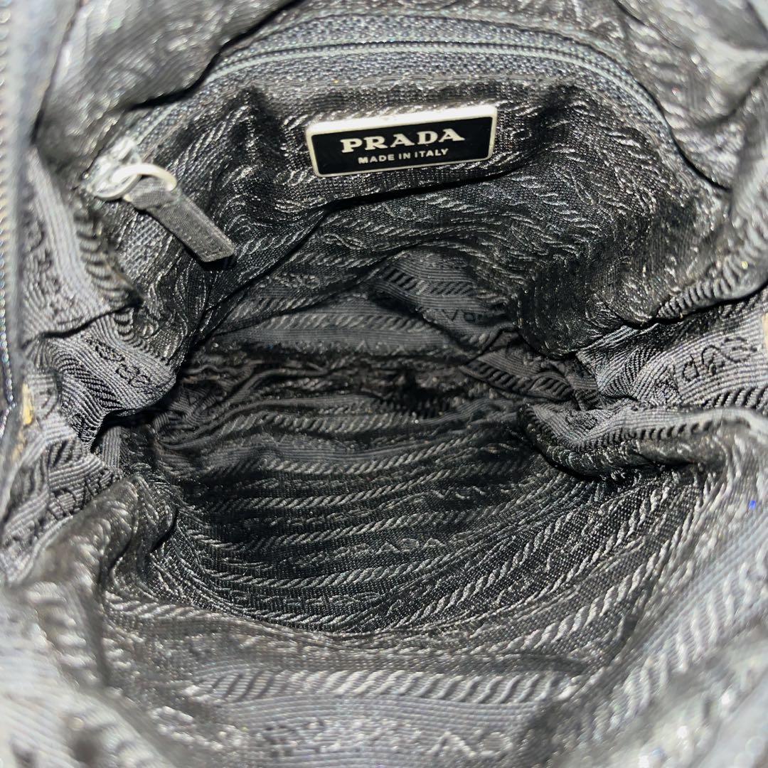 Prada Shoulder Bag Pochette Amazon Shape Triangle Logo Black Y2k 00s