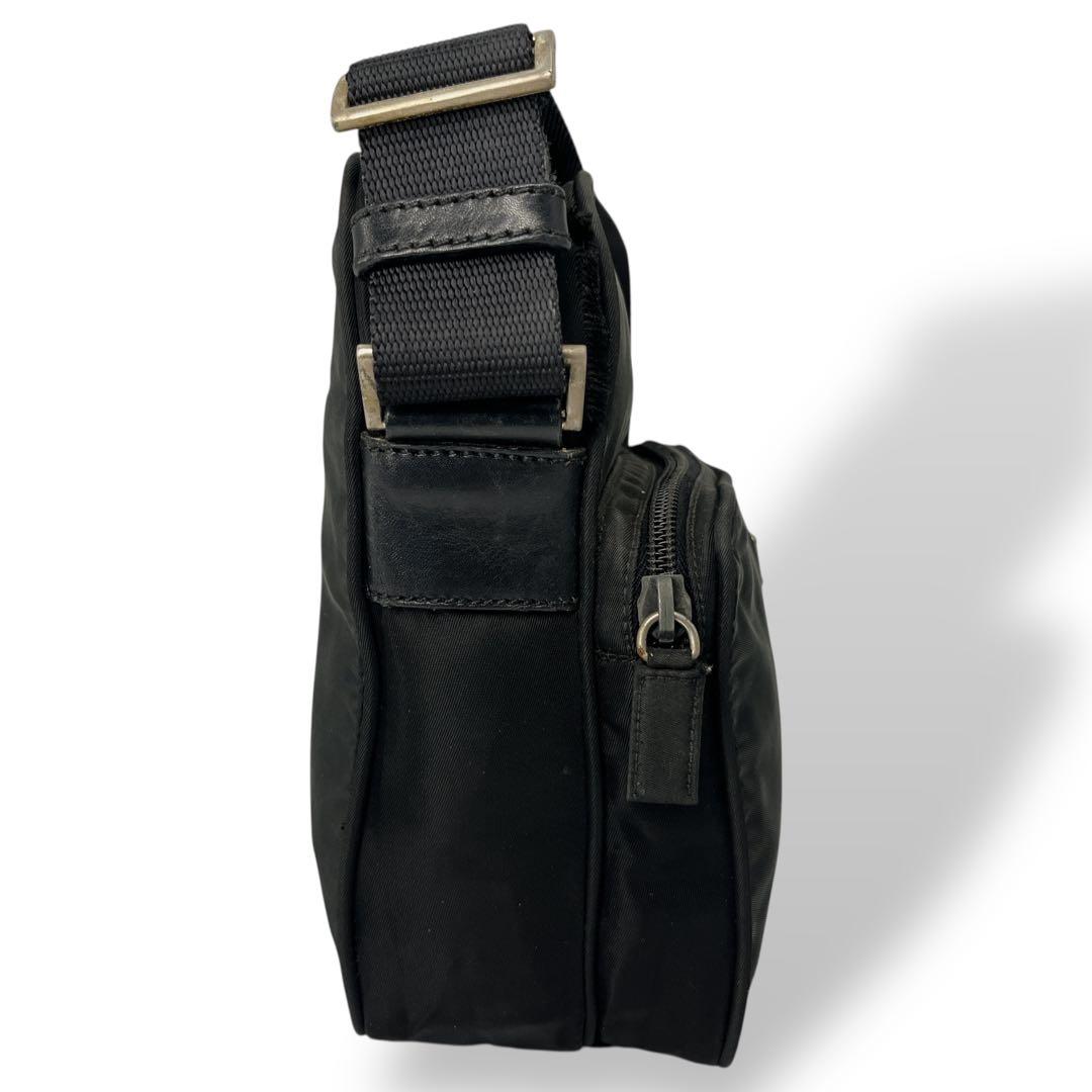 Prada Shoulder Bag Pochette Amazon Shape Triangle Logo Black Y2k 00s