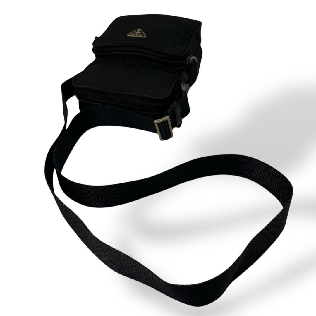 Prada Shoulder Bag Pochette Amazon Shape Triangle Logo Black Y2k 00s