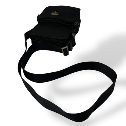 Prada Shoulder Bag Pochette Amazon Shape Triangle Logo Black Y2k 00s