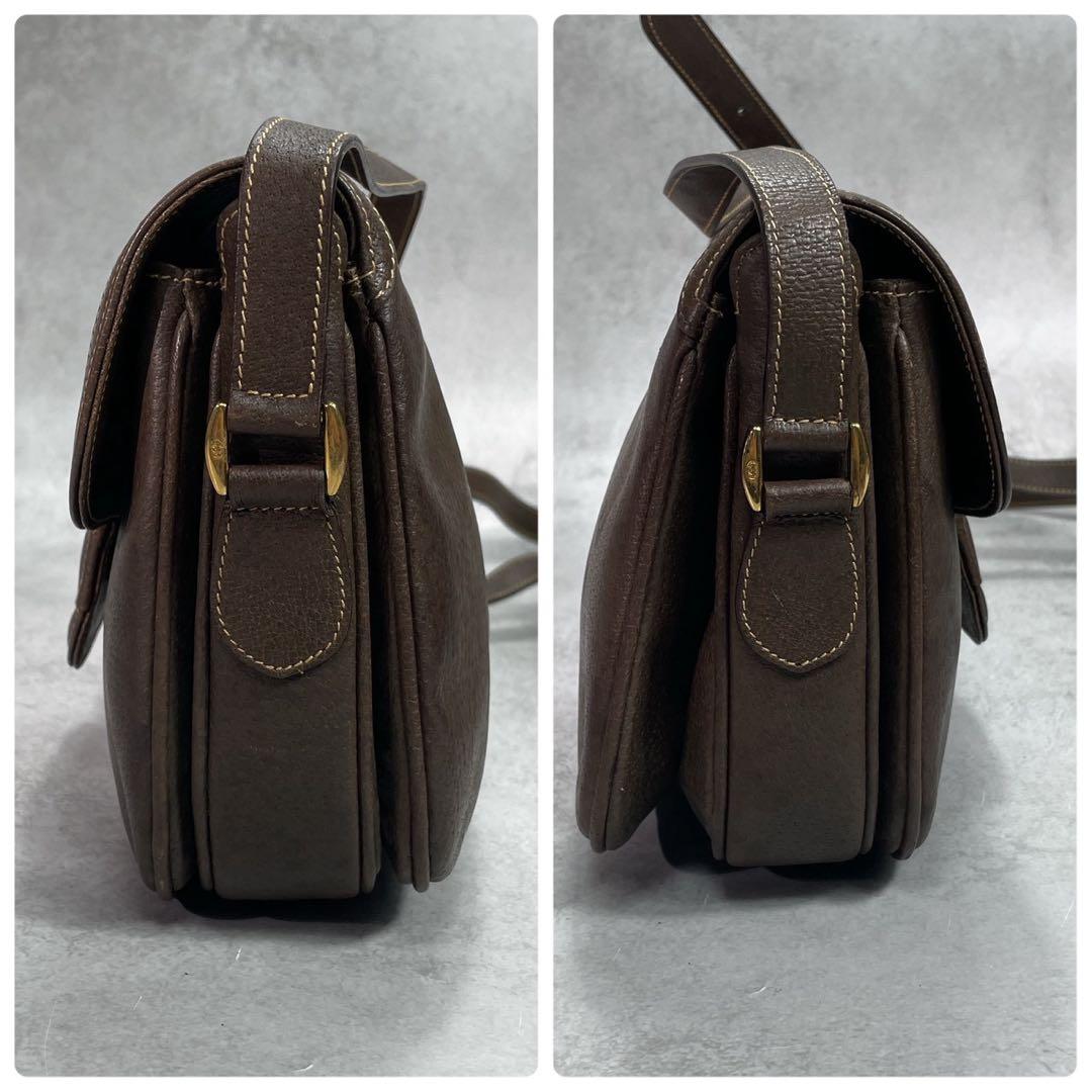 Gucci Shoulder Bag Brown Logo Gold Leather — view 7