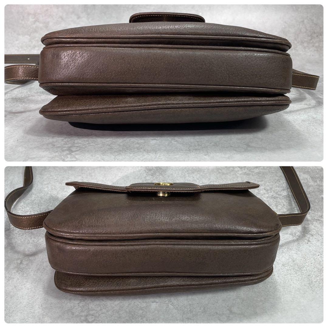 Gucci Shoulder Bag Brown Logo Gold Leather — view 8