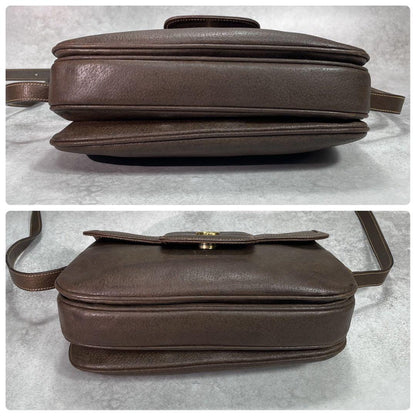Gucci Shoulder Bag Brown Logo Gold Leather — view 8