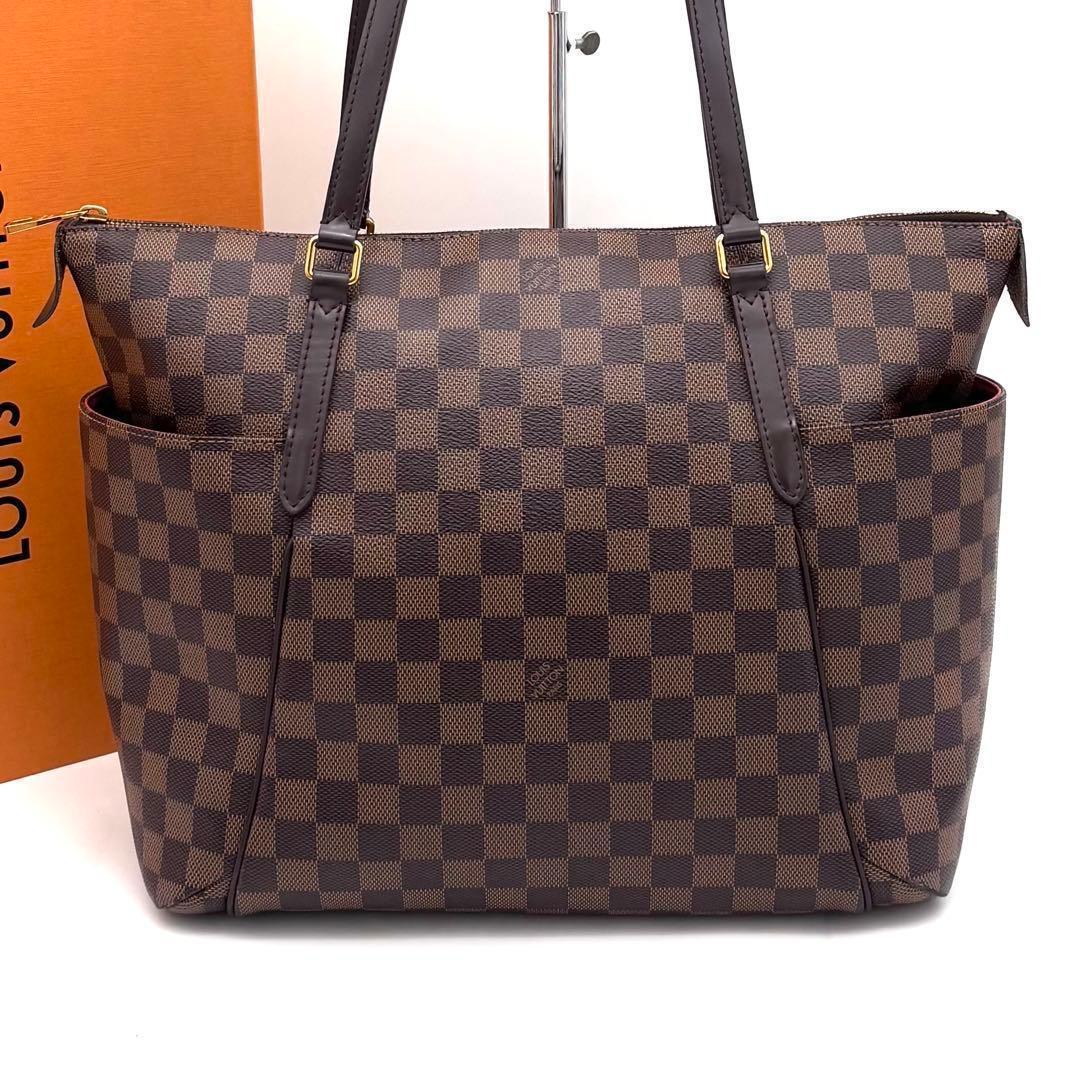 Louis Vuitton Damier Ebene Totally MM Tote Bag Brown