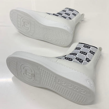 Unused Gucci GG Supreme Leather Logo Side Gore Boots White