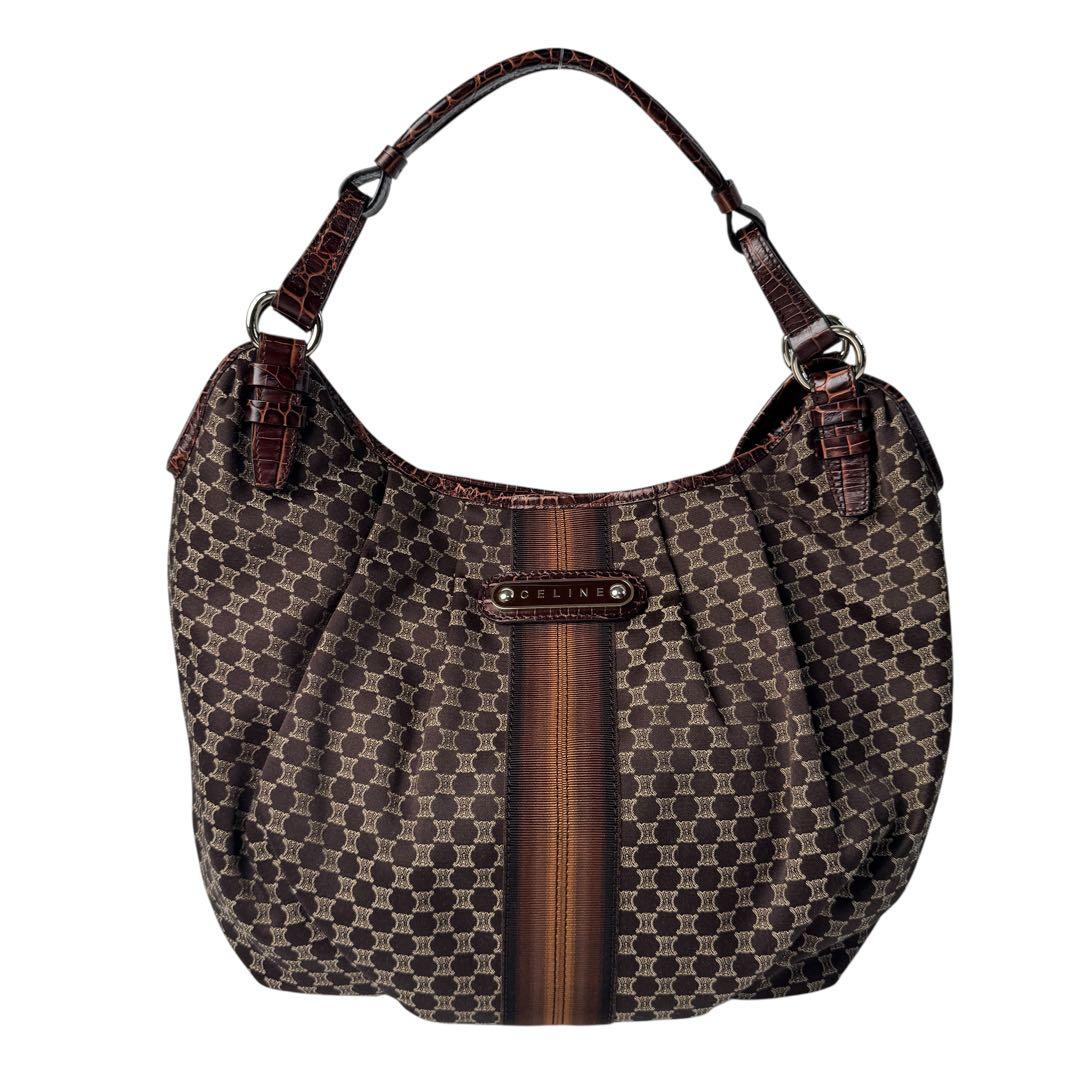 Celine Macadam Shoulder Handbag Canvas Leather — view 2
