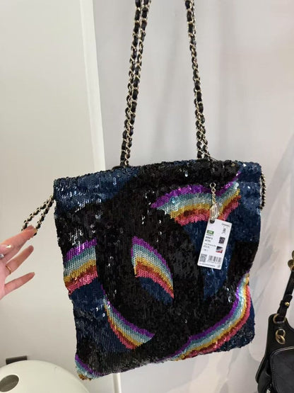Chanel Sequin Chain Tote Bag Multicolor — view 2