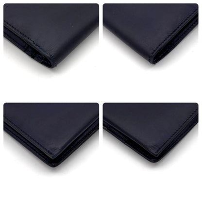 Hermes Bearn Classic Box Calf Navy Blue Wallet Bifold — view 7