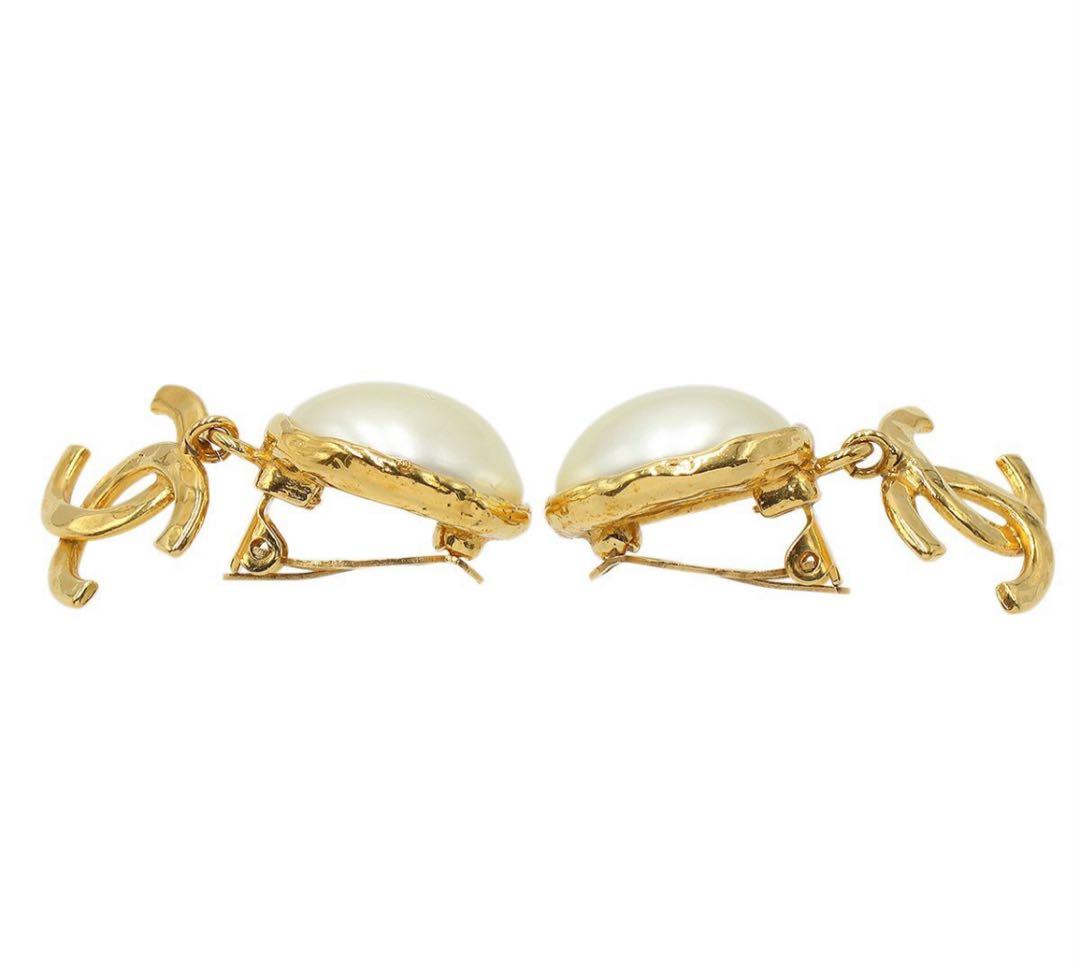 Chanel Coco Mark Faux Pearl Swing Earrings