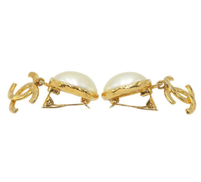 Chanel Coco Mark Faux Pearl Swing Earrings