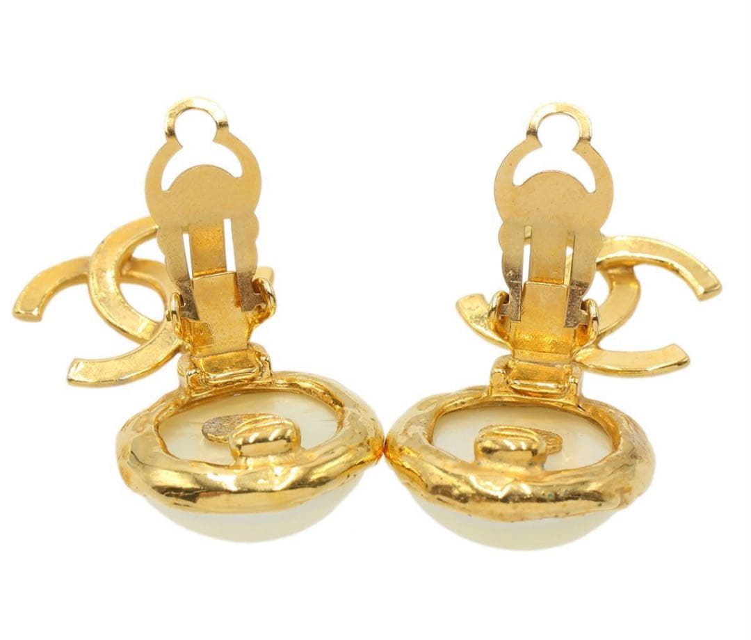 Chanel Coco Mark Faux Pearl Swing Earrings