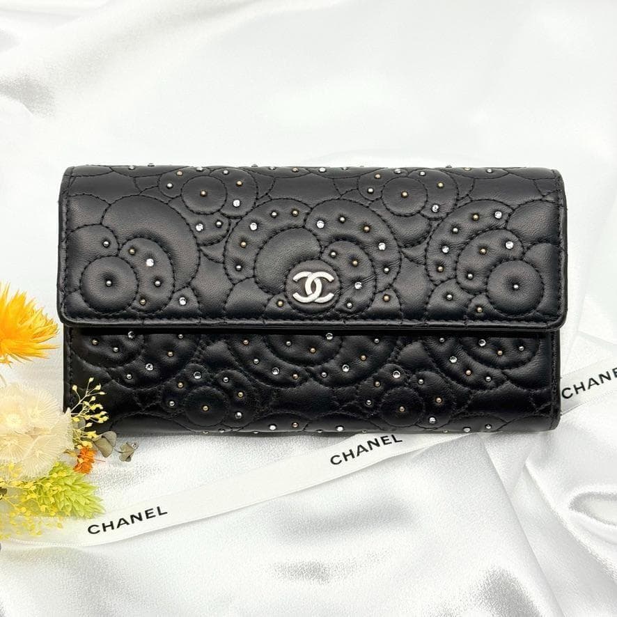 Chanel Wallet Camellia Rhinestone Flap