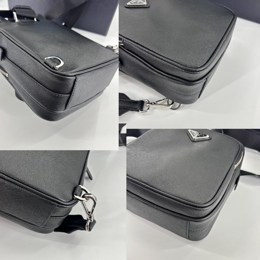 Prada Saffiano Leather Shoulder Bag Black — view 8