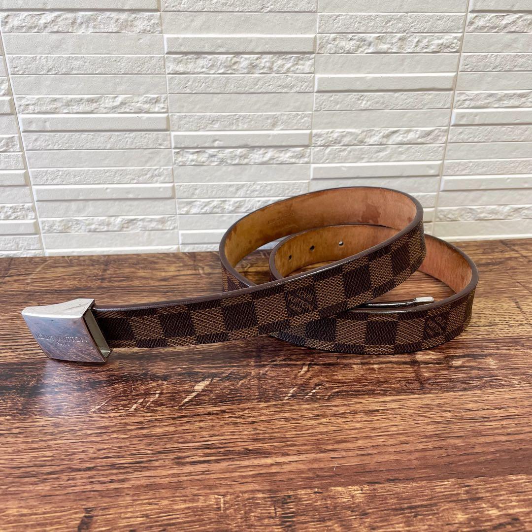 Louis Vuitton Damier Leather Ceinture Silver Buckle Belt — view 2