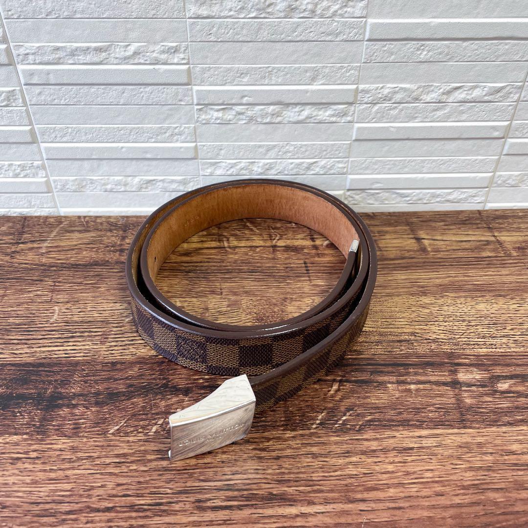 Louis Vuitton Damier Leather Ceinture Silver Buckle Belt — view 3