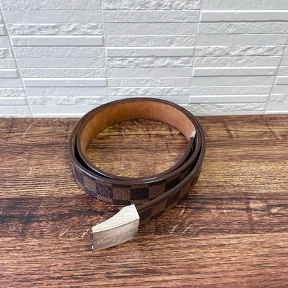 Louis Vuitton Damier Leather Ceinture Silver Buckle Belt — view 3