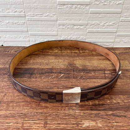 Louis Vuitton Damier Leather Ceinture Silver Buckle Belt — view 5